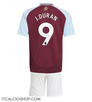 Aston Villa Jhon Duran #9 Prima Maglia Bambino 2024-25 Manica Corta (+ Pantaloni corti)